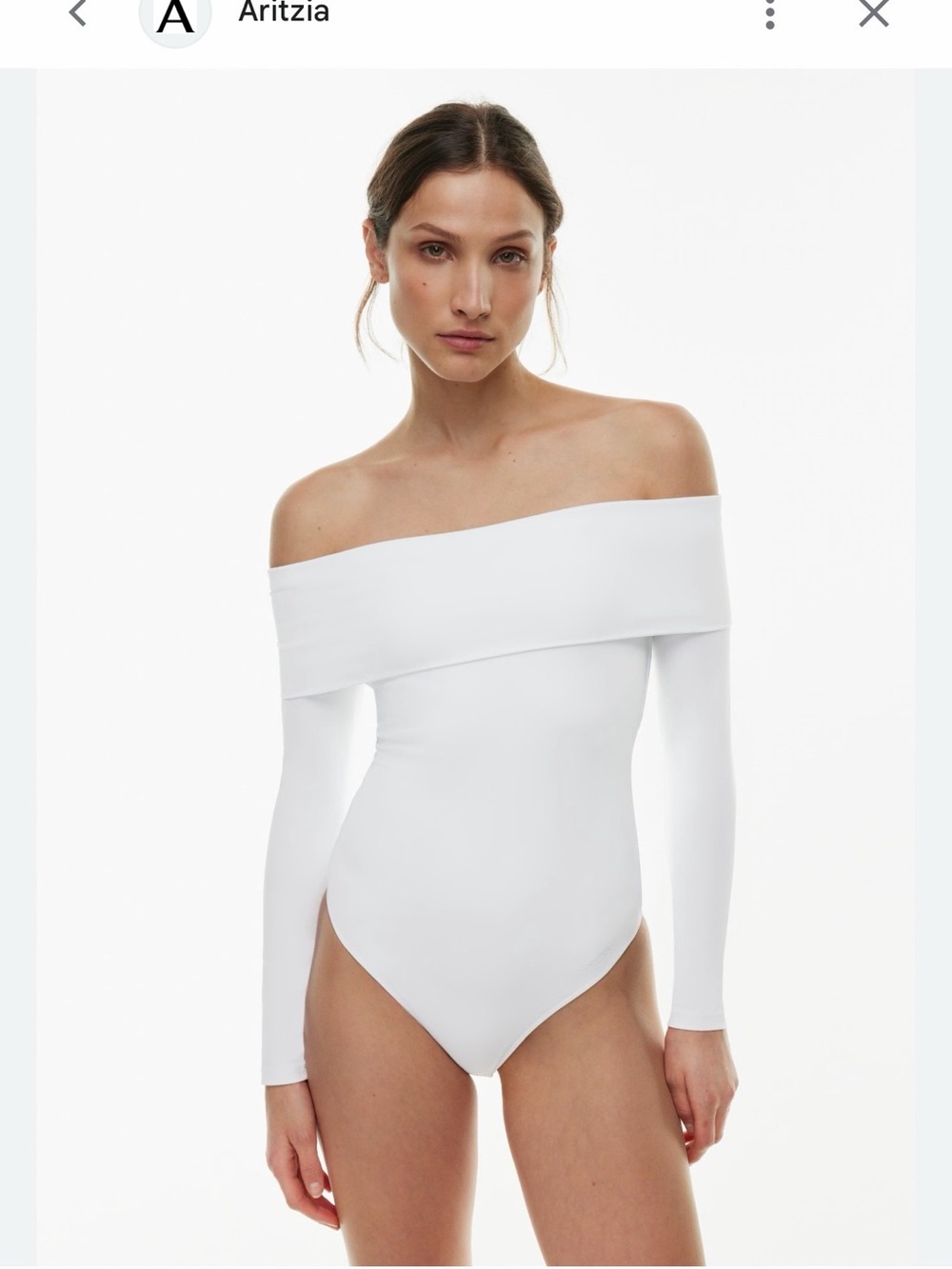 Aritzia Contour Off Shoulder Bodysuit Off White Long Sleeve Size Medium